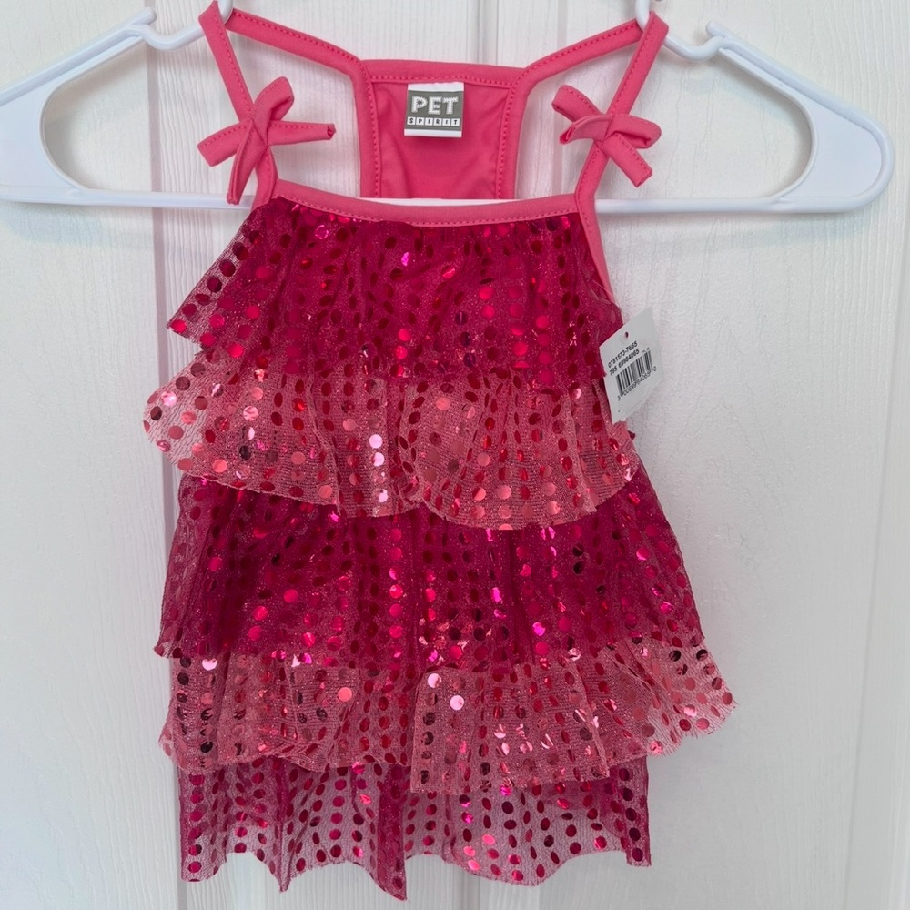 Pet Spirit Fuchsia and light Pink Sequin Layered Pet Dress Sz L nwt